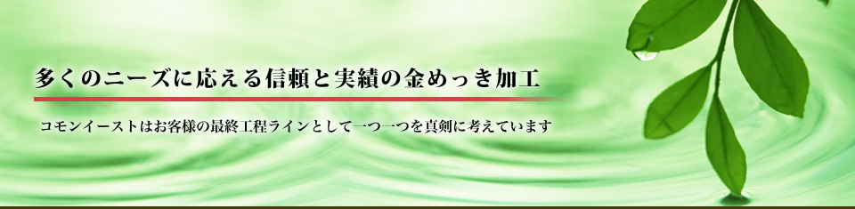 多くのニーズに応える信頼と実績の金めっき加工　コモンイーストはお客様の最終行程ラインとして一つ一つを真剣に考えています